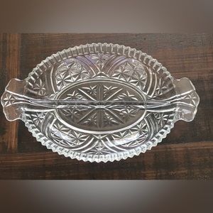 Anchor Hocking Vintage Star & Bars Divided Oval Relish Dish